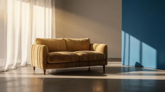 Salon lumineux avec un rafraichisseur d'air et une unite de climatisation suggeres en arriere-plan, illustrant le choix entre deux solutions de fraicheur
