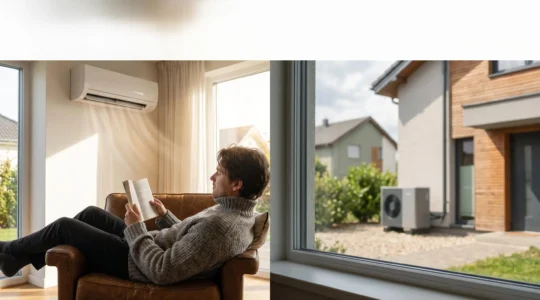 Foyer confortable grâce à une climatisation réversible qui chauffe l'hiver et rafraîchit l'été, symbole d'économies sur la facture d'énergie
