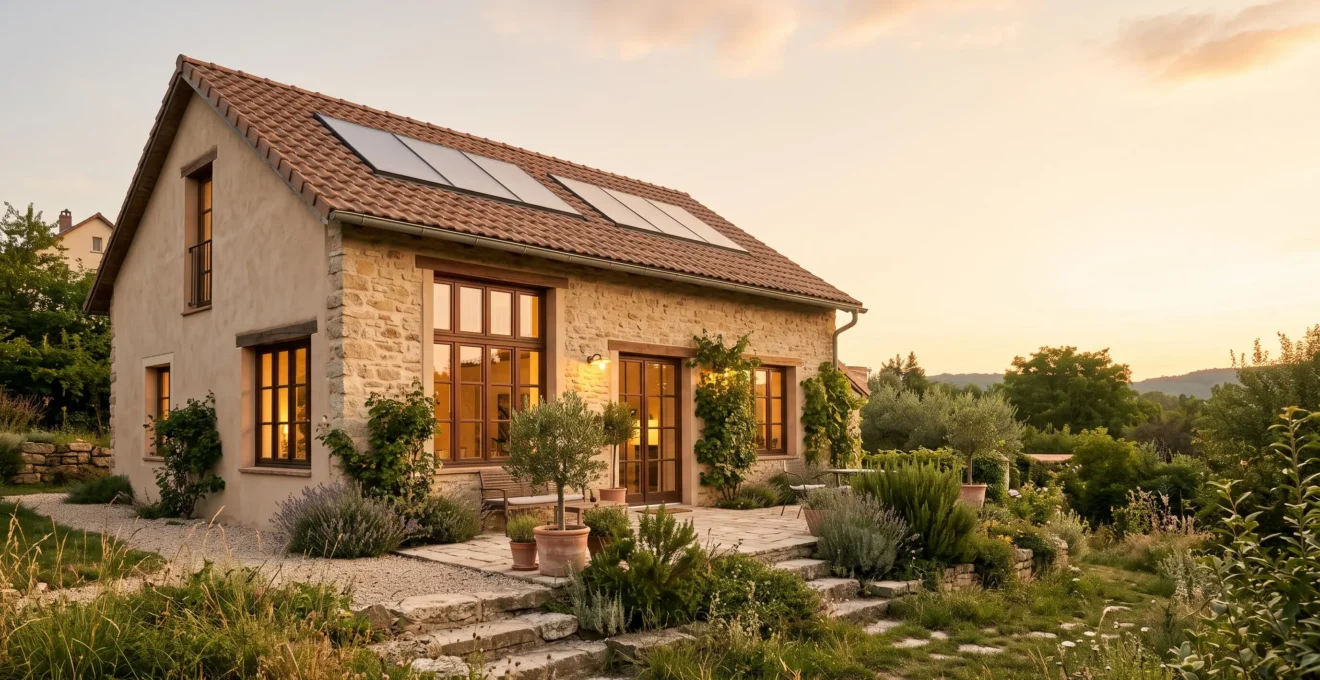 Maison contemporaine rafraîchie par une climatisation solaire, valorisant le bien immobilier tout en respectant l'environnement