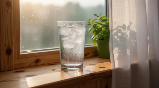 Interieur lumineux et frais avec rideau leger flottant devant une fenetre ouverte, symbole de fraicheur naturelle sans climatisation